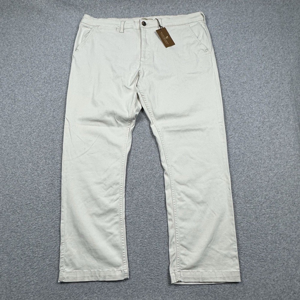 Elliot Mulryan Pants Mens 38x30 Beige Flat Front Chino Straight Stretch Casual